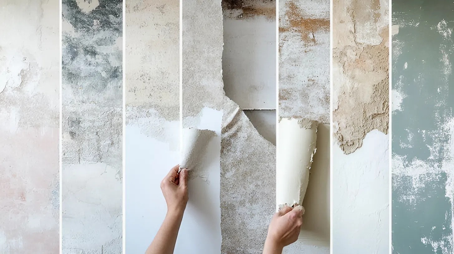 Old wallpaper being removed by a house painter in Kalamazoo, MI